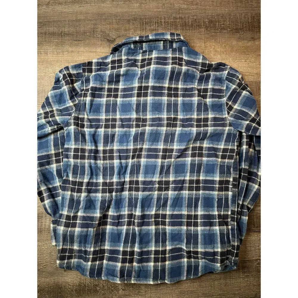 Old Navy Boys Blue Button Up Flannel Long Sleeve Size Large 10/12